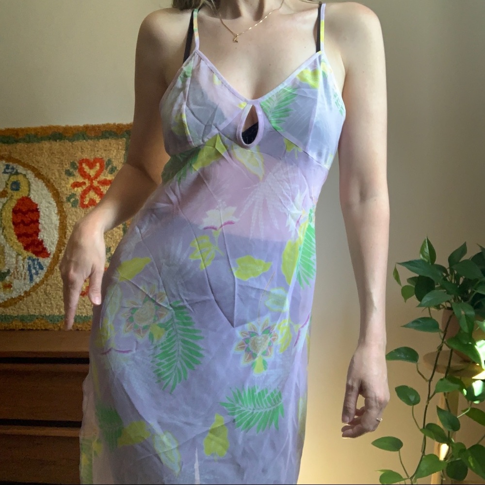 La Vie En Rose Vintage Lavender Purple Pastel Yellow Full Length Lingerie
